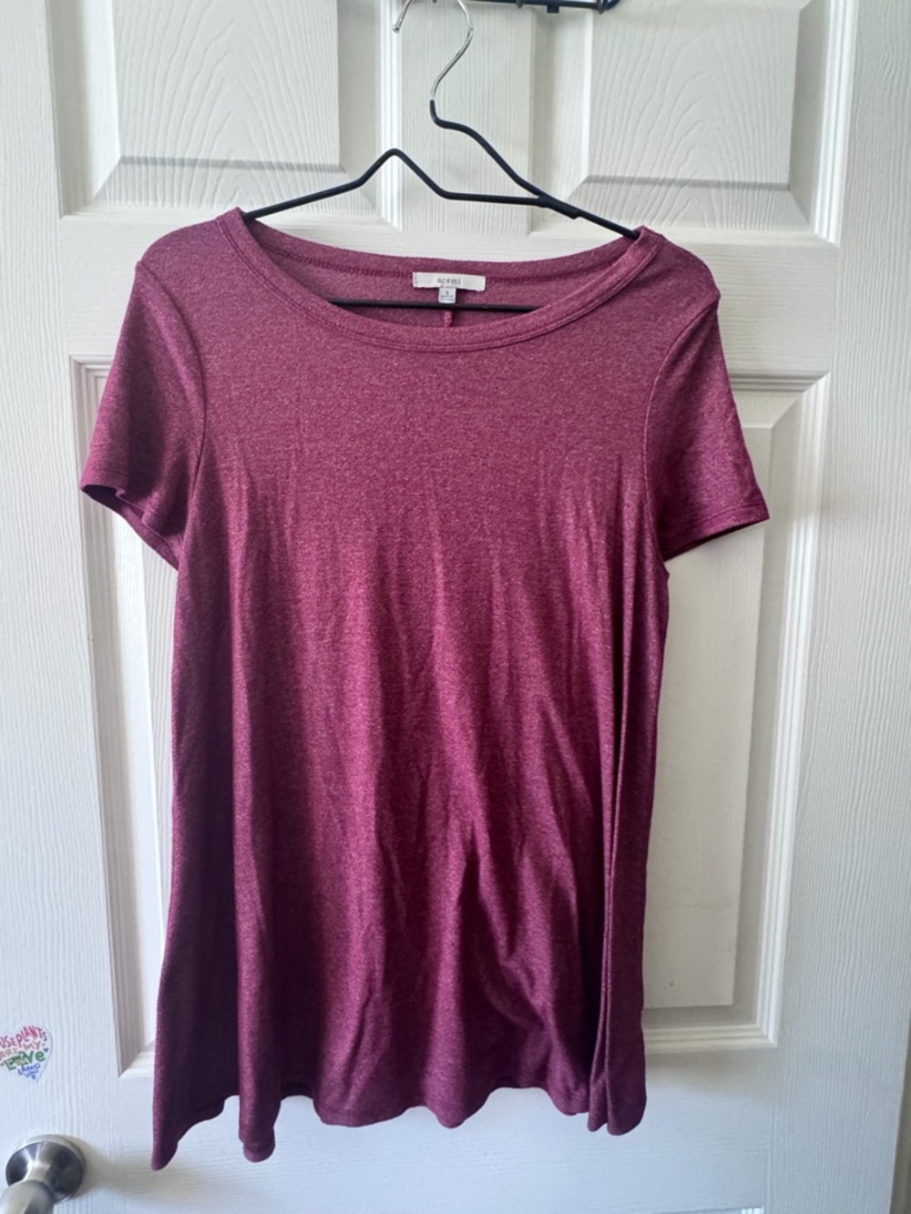 Acemi Short Sleeve Tunic Top in Wine